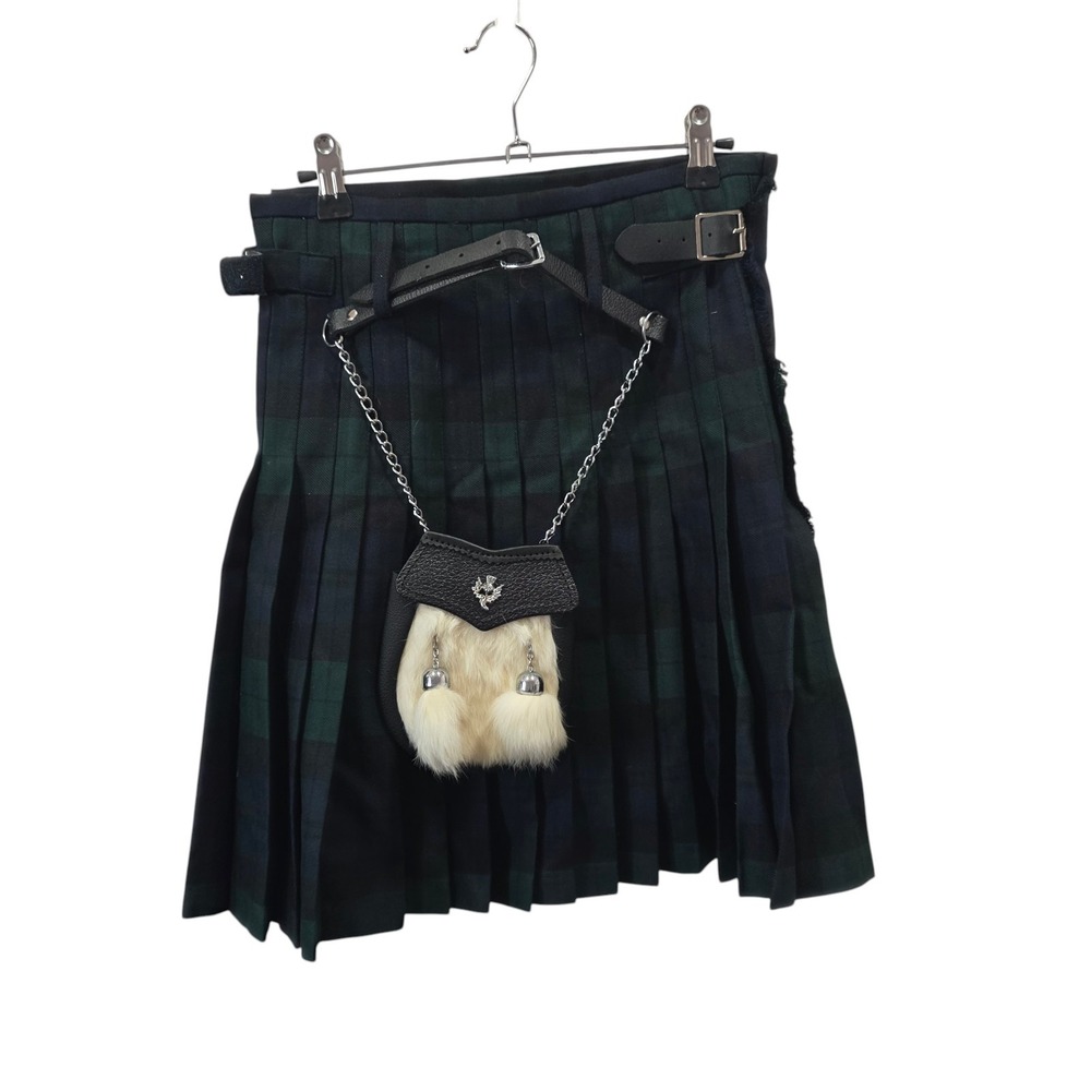 The Kilt Kids 9-10 Tartan Plaid Scottish Kilt Sporran Black Watch Highland Dress